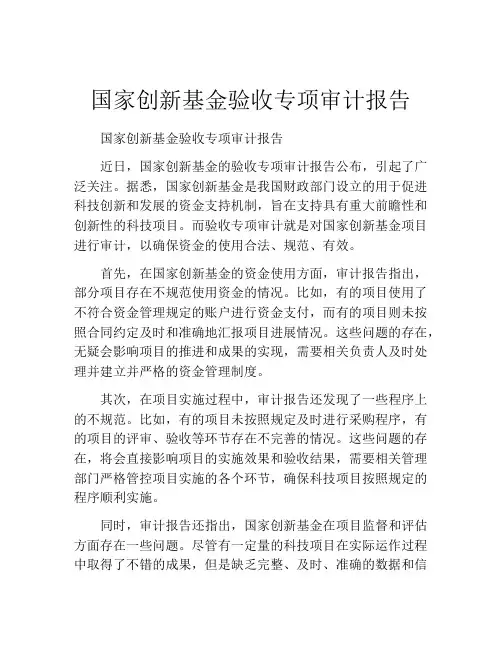 国家创新基金验收专项审计报告