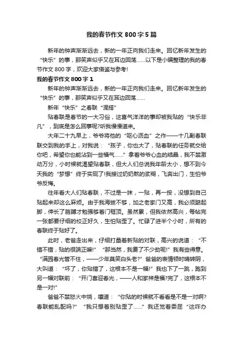 我的春节作文800字5篇