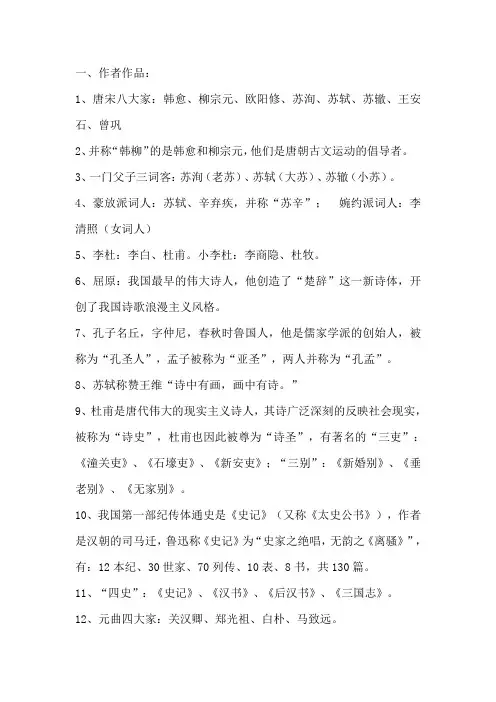小学必备文学常识