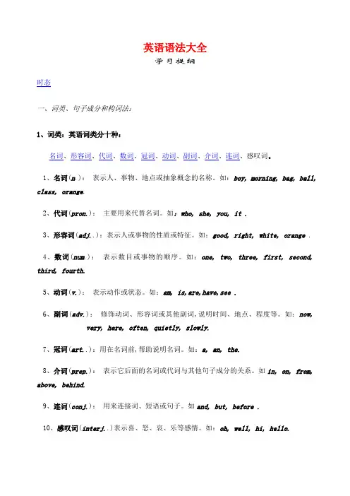 上海市初中中考英语语法大全