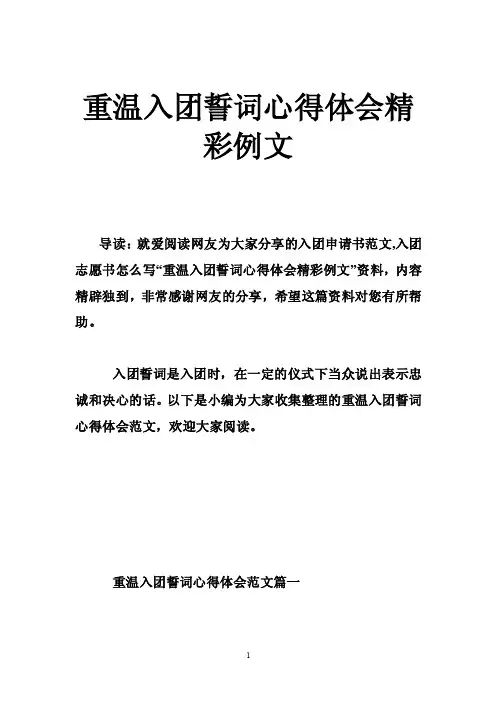 重温入团誓词心得体会精彩例文