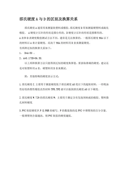 邵氏硬度A值D值