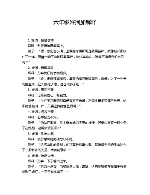 六年级好词加解释