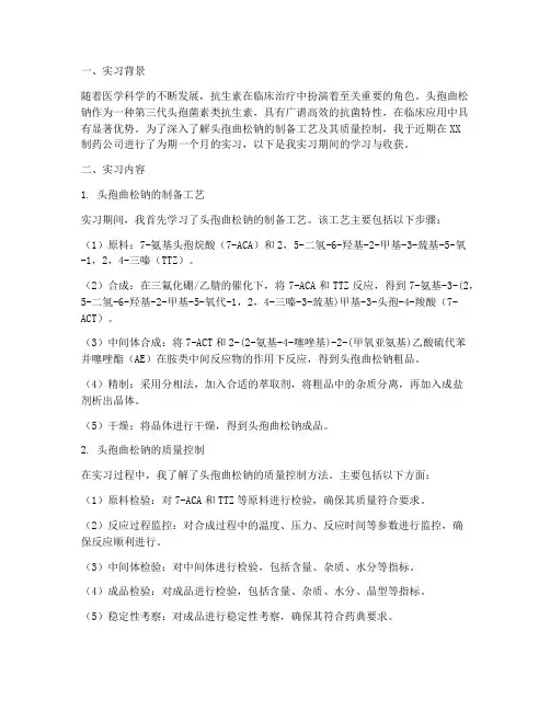 制头孢曲松钠实习报告