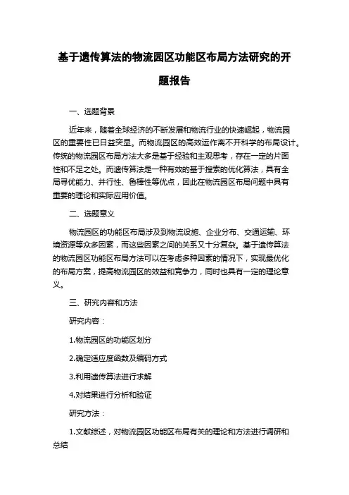 基于遗传算法的物流园区功能区布局方法研究的开题报告