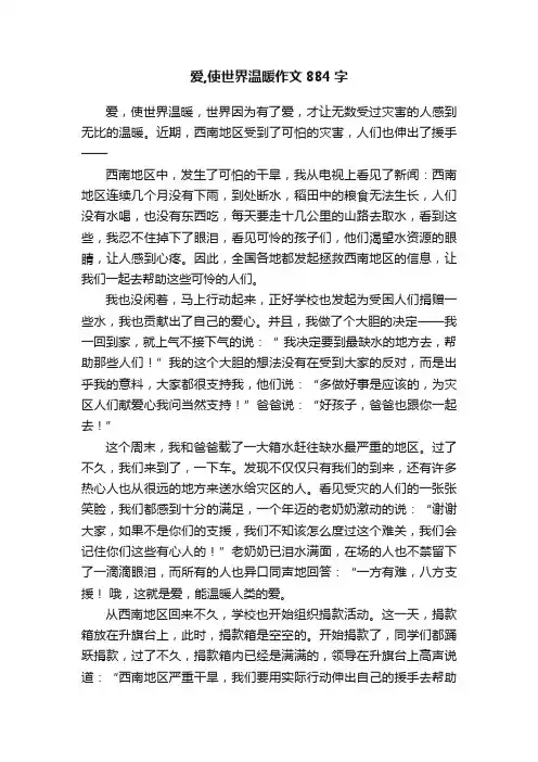 爱,使世界温暖作文884字