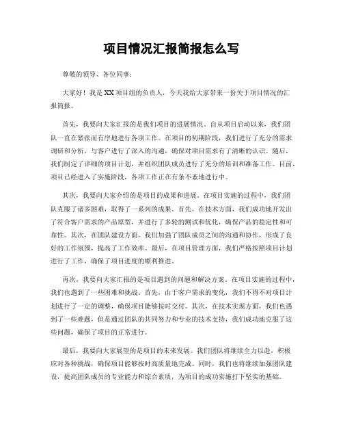 项目情况汇报简报怎么写