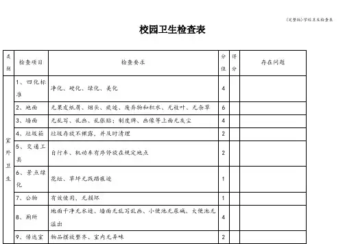 (完整版)学校卫生检查表