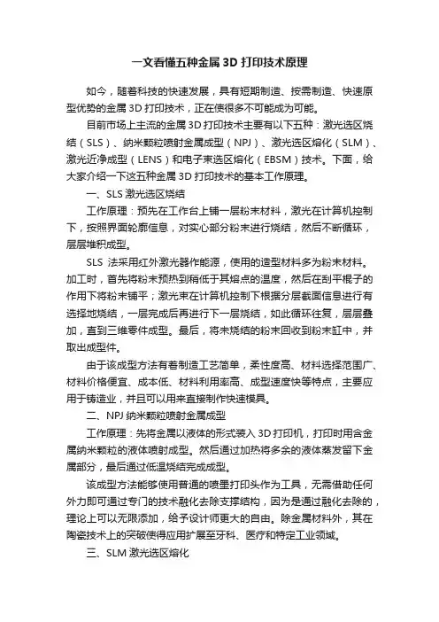 一文看懂五种金属3D打印技术原理