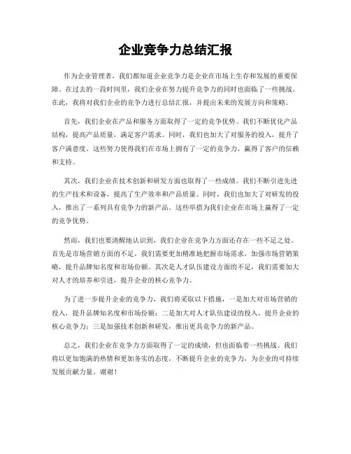 企业竞争力总结汇报