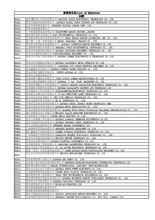 海洋装备著名企业名录2018