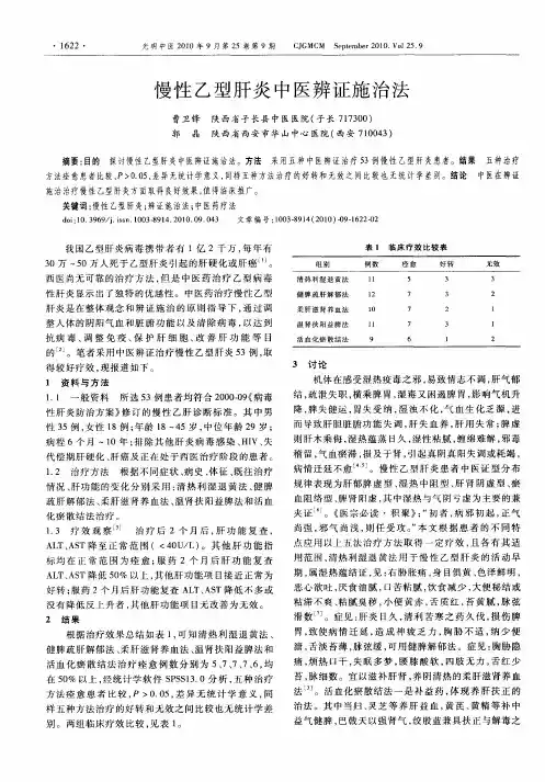 慢性乙型肝炎中医辨证施治法