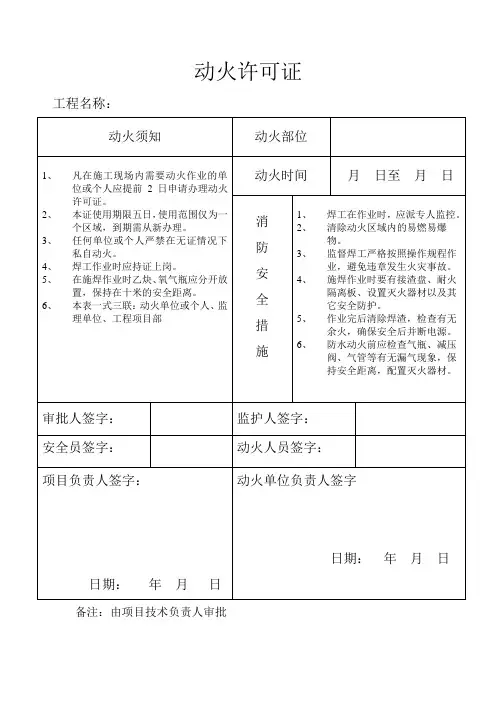 动火许可证
