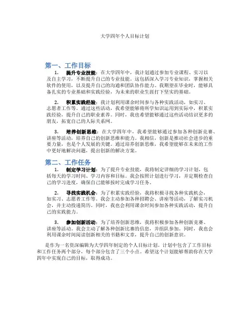 大学四年个人目标计划