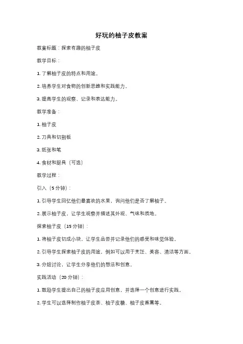 好玩的柚子皮教案