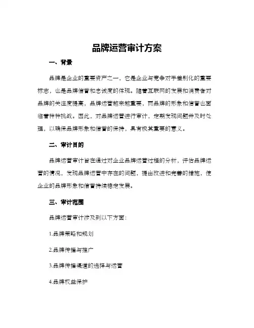 品牌运营审计方案