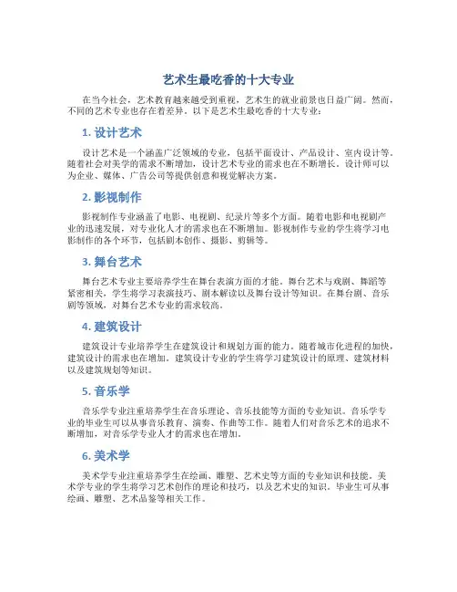艺术生最吃香的十大专业