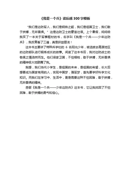 《我是一个兵》读后感300字模板