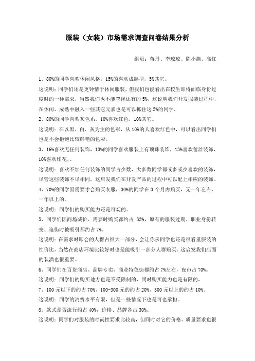 服装调查问卷分析