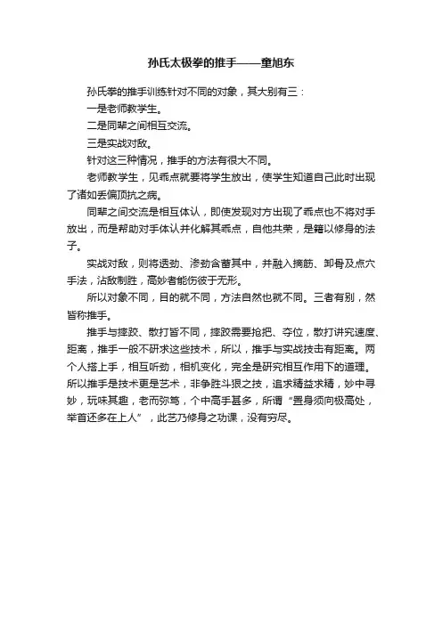 孙氏太极拳的推手——童旭东