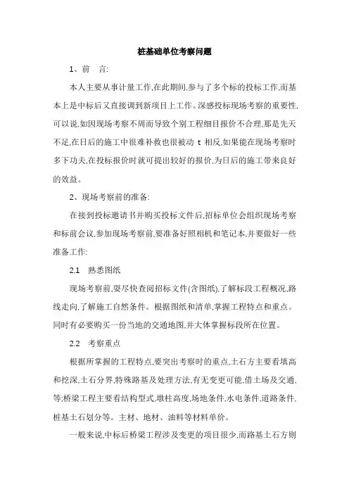 桩基础单位考察问题