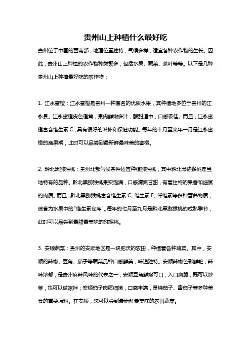 贵州山上种植什么最好吃
