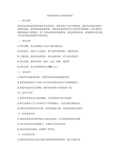 废铝灰建设可行性研究报告