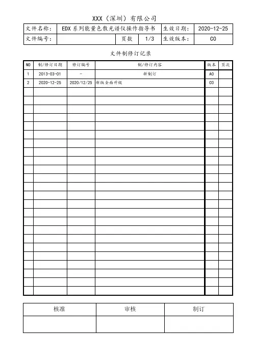 EDX系列能量色散光谱仪操作指导书