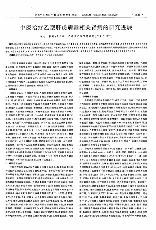 中医治疗乙型肝炎病毒相关肾病的研究进展