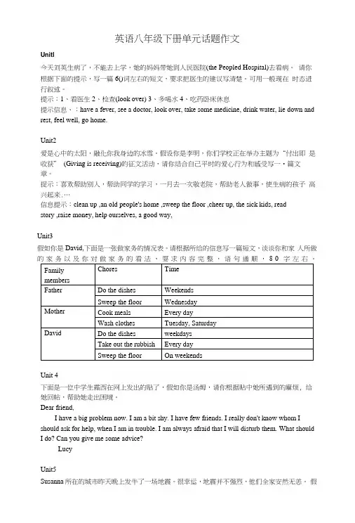 英语八年级下册单元话题作文范文(1).docx