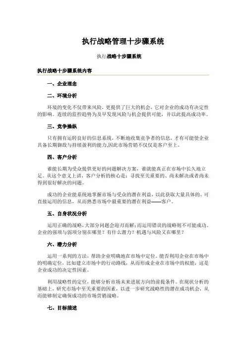 执行战略管理十步骤系统