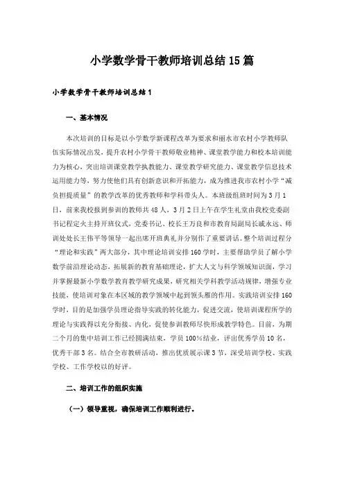 小学数学骨干教师培训总结15篇