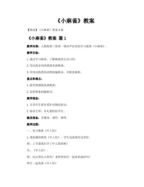 《小麻雀》教案