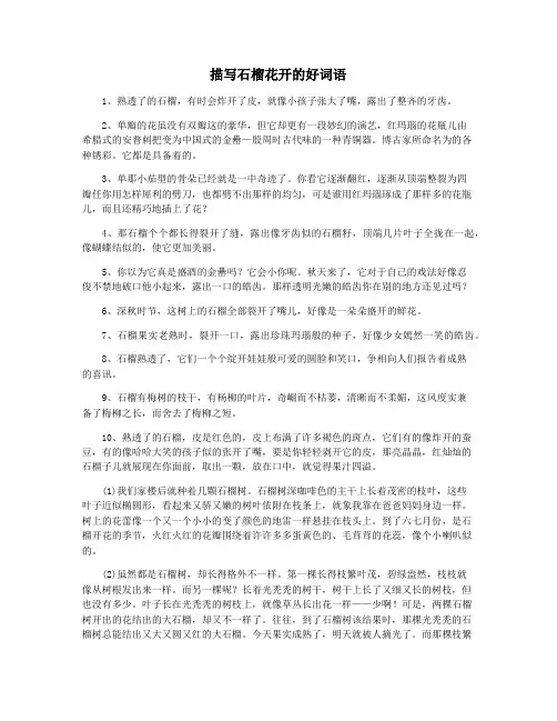 描写石榴花开的好词语