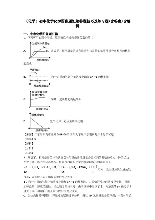 (化学)初中化学化学图像题汇编答题技巧及练习题(含答案)含解析