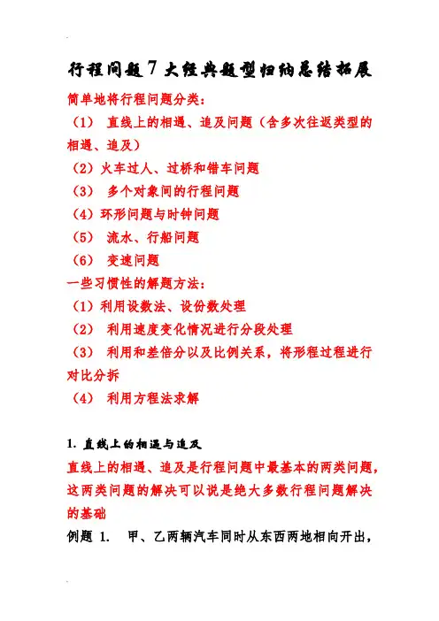 行程问题7大经典题型总结
