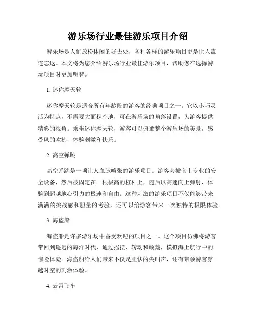 游乐场行业最佳游乐项目介绍