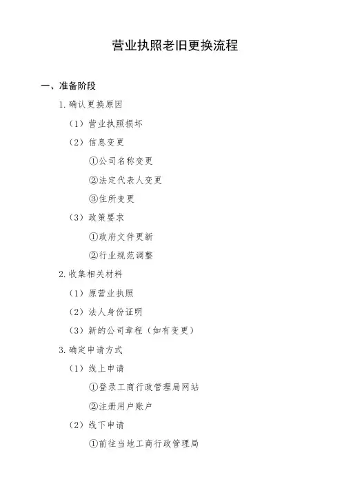 营业执照老旧更换流程