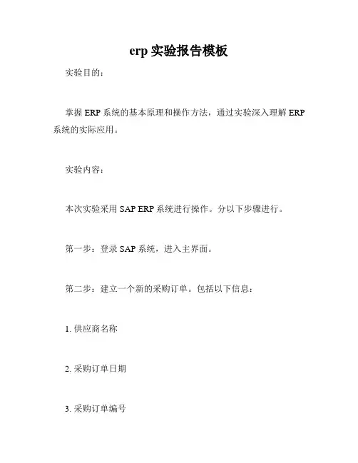 erp实验报告模板