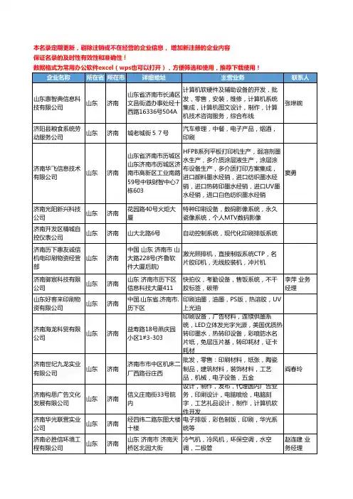 2020新版山东省印刷系统工商企业公司名录名单黄页大全27家