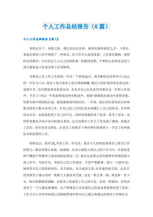个人工作总结报告(6篇)