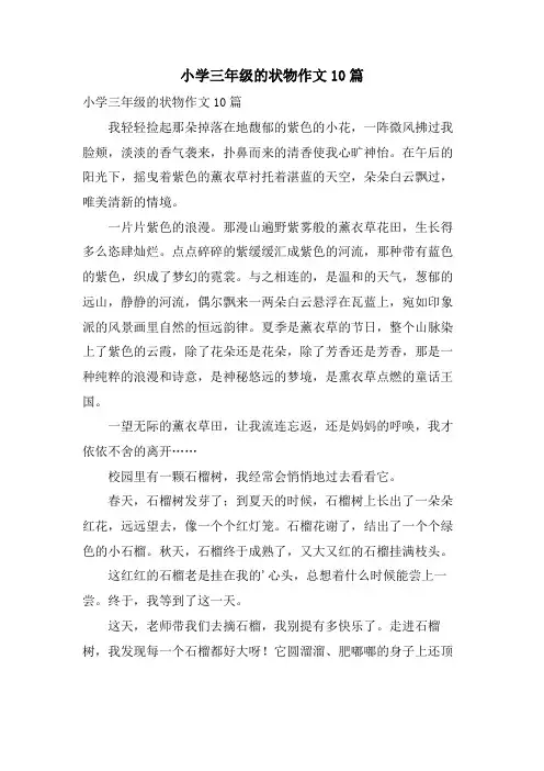 小学三年级的状物作文10篇