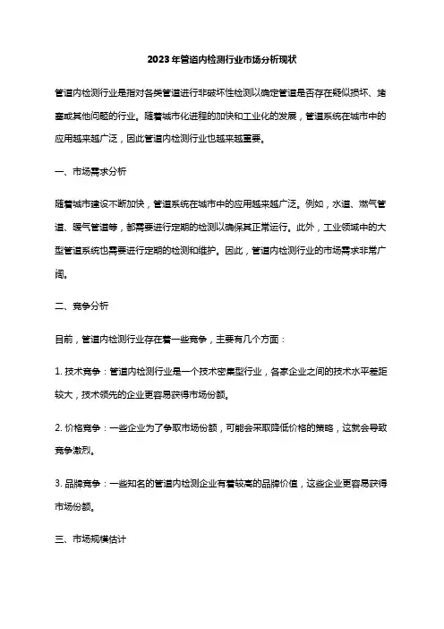 2023年管道内检测行业市场分析现状