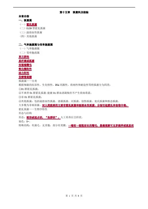 临床检验技师-微生物检验(2019)讲义第十五章_弧菌科及检验