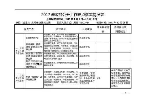2017年政务公开工作要点落实情况表