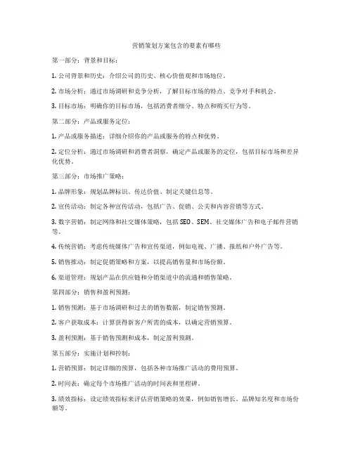 营销策划方案包含的要素有哪些
