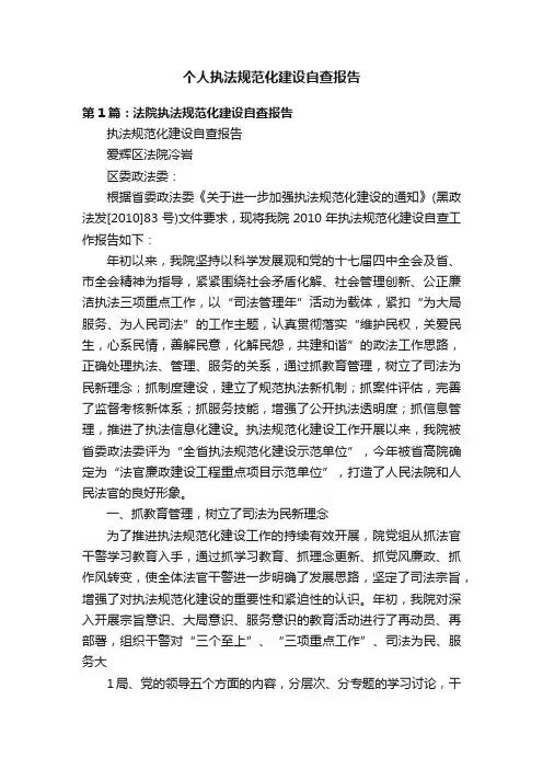 个人执法规范化建设自查报告
