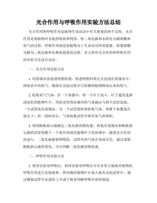 光合作用与呼吸作用实验方法总结