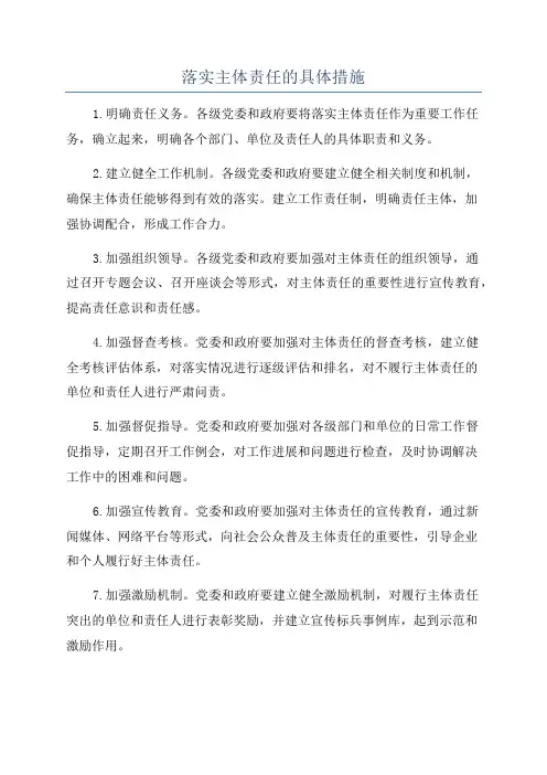 落实主体责任的具体措施