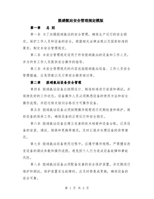 脱硝氨站安全管理规定模版